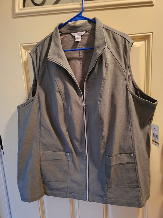 Allison Daley Jackets & Blazers - Classic Zip-Front Ladies Vest - Sage Green Denim, New w/tags